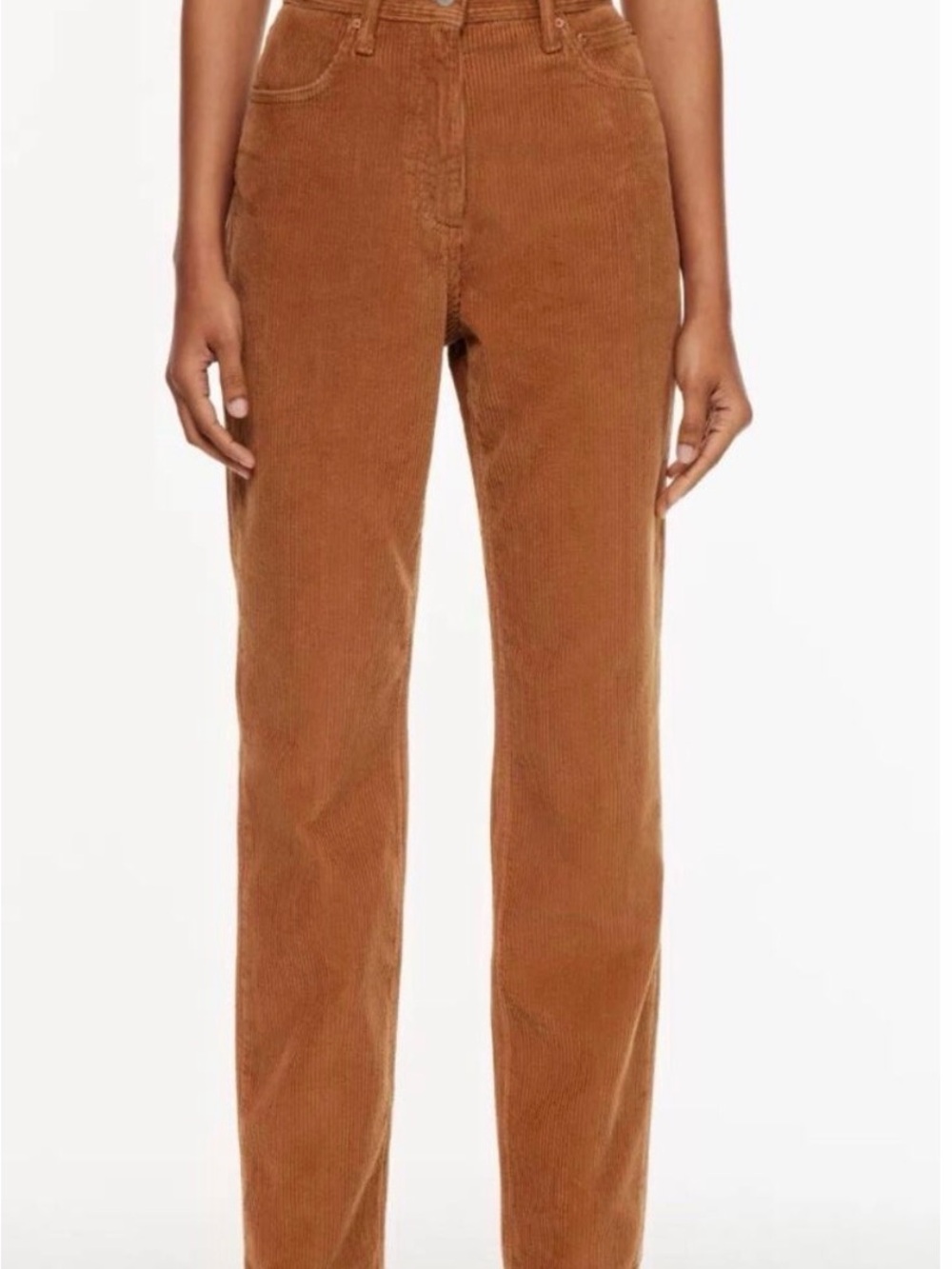 Aritzia Denim Forum Straight-Leg Corduroy Jeans in Camel Brown-perfect for fall